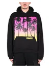 Dsquared2 Palm-tree Print Cotton Hoodie In Black