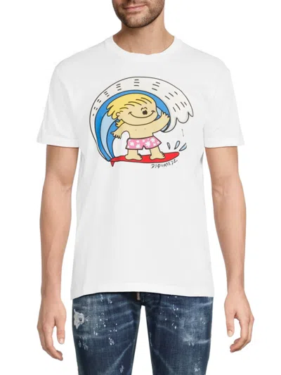 DSQUARED2 MEN'S SURF CARTOON COTTON T-SHIRT