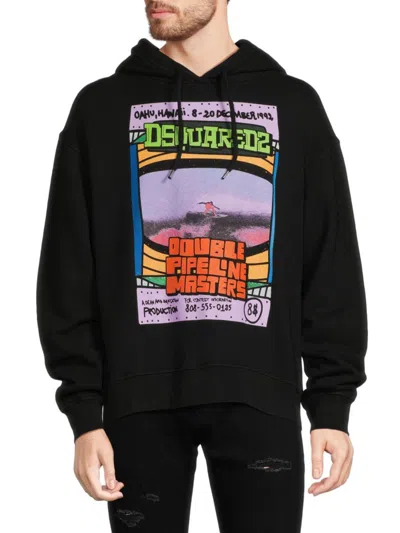Dsquared2 Men's Surfing Graphic Hoodie In Black