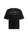 Dsquared2 Loose Fit Black Cotton T-shirt With Vintage Logo In Black