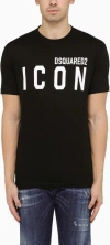 Dsquared2 Men Black Crewneck T-shirt With Maxi Logo Print On The Front In Cotton Man In Black