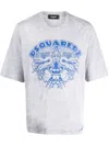 Dsquared2 Dsquared Men Dragon Bros Football T-shirt In Grey Melange