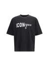 Dsquared2 Black T-shirt Iconique Loose Fit With Round Neck And Logo Print On The Front In Mens Cotton In Black