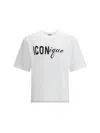 Dsquared2 Men White Crew Neck T-shirt With Raised Collar And Maxi Logo On The Front In Cotton Man In White