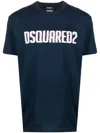 Dsquared2 Crew Neck Surf Board T-shirt With Embossed Logo In Navy Blue
