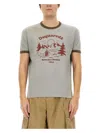 Dsquared2 Vintage Print Relaxed-fit T-shirt With Contrasting Trim In Grey