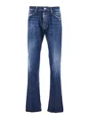 Dsquared2 The American Blue Jeans With Logo Patch On The Rear And Faded Effect In Denim Man In Blue