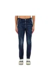 Dsquared2 Blue Jeans With Belt Loops And Logo Patch On The Rear In Denim Man