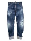 Dsquared2 Distressed Cropped Jeans In Navy Blue