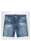 Dsquared2 Washed Denim Bermuda Shorts With Wear And Tear In Blue
