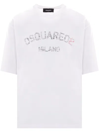 Dsquared2 Men White Cotton T-shirt