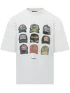 Dsquared2 Men White T-shirt With Front Print And Back Logo In Cotton Man In White