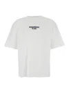 Dsquared2 Men White Crewneck T-shirt With Logo Lettering On The Front In Cotton Man In White