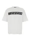 Dsquared2 Men White Crewneck T-shirt With Maxi Logo Lettering On The Front In Cotton Man In White