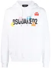 Dsquared2 Logo Printed Drawstring Hoodie In White