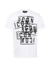 DSQUARED2 MEN'S WHITE ICON STAMPS COTTON T-SHIRT FOR SS24