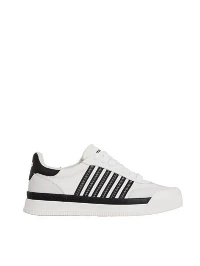DSQUARED2 MEN'S WHITE LEATHER FASHION SNEAKERS FOR SS24 COLLECTION