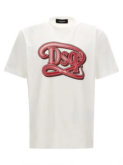 DSQUARED2 WHITE LOGO PRINT T-SHIRT