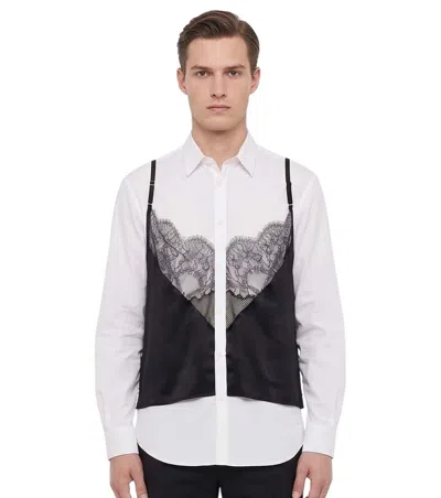 Dsquared2 Layered Lace-embellished Shirt In White