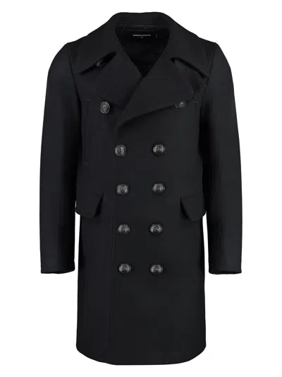 DSQUARED2 MEN'S WOOL BLEND DOUBLE-BREASTED COAT
