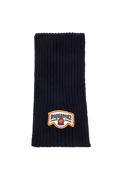 Dsquared2 Men's "wool Ribbed Scarf For A In Blue