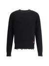 Dsquared2 Textured Knit Sweater With Raw Hem And Distressed Detailing In Black