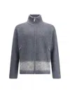 Dsquared2 Full-zip Cardigan With Mohair Inlay In Gray