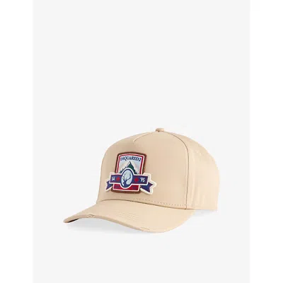 Dsquared2 Mens Beige Canadian Brand-patch Cotton-canvas Baseball Cap