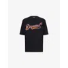 Dsquared2 Mens Black Embossed Text-print Loose-fit Cotton T-shirt Xxl