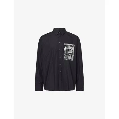 Dsquared2 Mens Fighter Rugby Printed Cotton-poplin Shirt Black