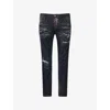 Dsquared2 Dsquared Men Distressed Stretch-cotton Slim Jeans In Black