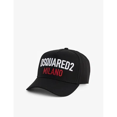 Dsquared2 Mens  Logo-embroidered Cotton Cap In Black/white