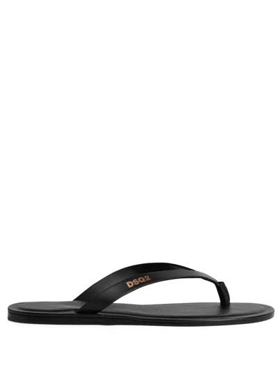 Dsquared2 Mens Calf Leather Sandals In Black