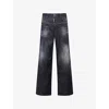 Dsquared2 Mens Black Brand-patch Wide-leg Loose-fit Denim Jeans