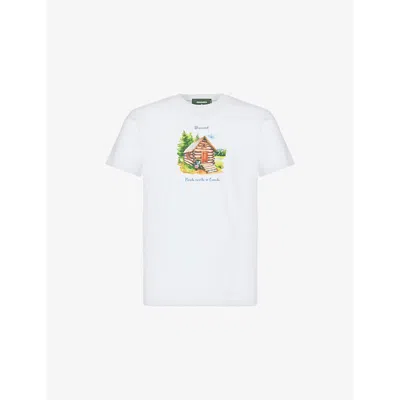 Dsquared2 Mens White Cabin Graphic-print Cotton-jersey T-shirt