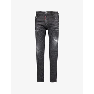 Dsquared2 Mens Black Cool Guy Faded-wash Tapered-leg Mid-rise Stretch-denim Jeans