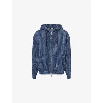 Dsquared2 Mens Navy Blue Hooded Long-sleeve Denim Hoody