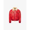 Dsquared2 Mens Cherry Red Shearling-collar Aviator Leather Bomber Jacket In Red