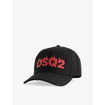 Dsquared2 Mens  Spiker Logo-embroidered Cotton Cap In Black/red