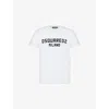 Dsquared2 White Crewneck T-shirt With Logo Lettering On The Front In White + Black Print