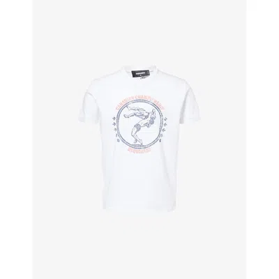 Dsquared2 Mens Very Very Dan Fit Printed Cotton-jersey T-shirt White Xl