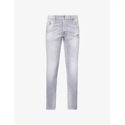 Dsquared2 Mens Grey Skater Distressed Denim Jean In Gray