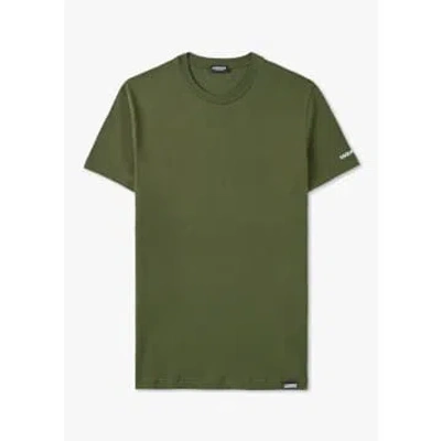 Dsquared2 Mens Logo T-shirt In Military Green/white