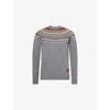 Dsquared2 Mens Multicolor Jacquard Intarsia Logo-patch Wool Knitted Jumper In Gray