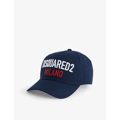 Dsquared2 Mens  Logo-embroidered Cotton Cap In Navy/white