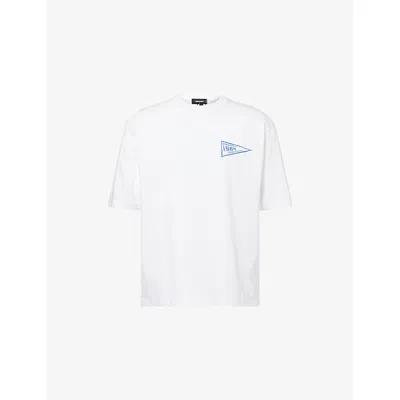 Dsquared2 Mens White Flag Loose-fit Cotton-jersey T-shirt In Red