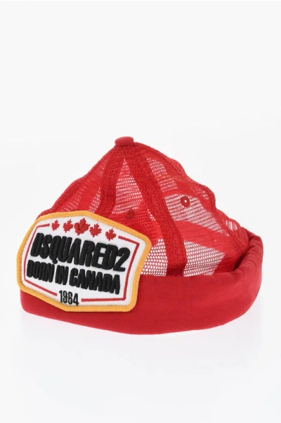 Dsquared2 Mesh Hat With Maxi Frontal Embroidery In Red