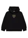 Dsquared2 Mesh-heart Rhinestone-logo Hoodie In Black