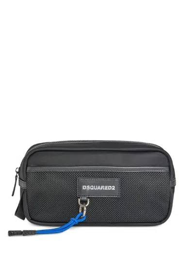 Dsquared2 Mesh-panel Logo-plaque Beauty Case In Blue