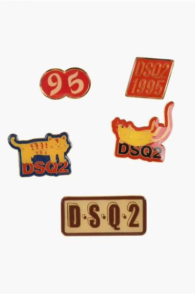 Dsquared2 Metal 5 Pairs Of Pins Set With Monogram